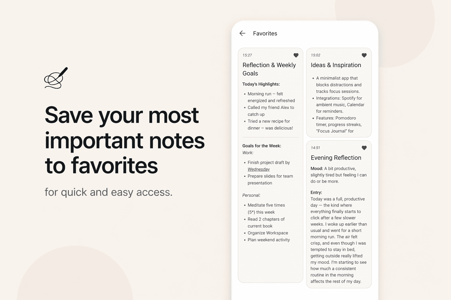 III. Quick Favorite Notes Access